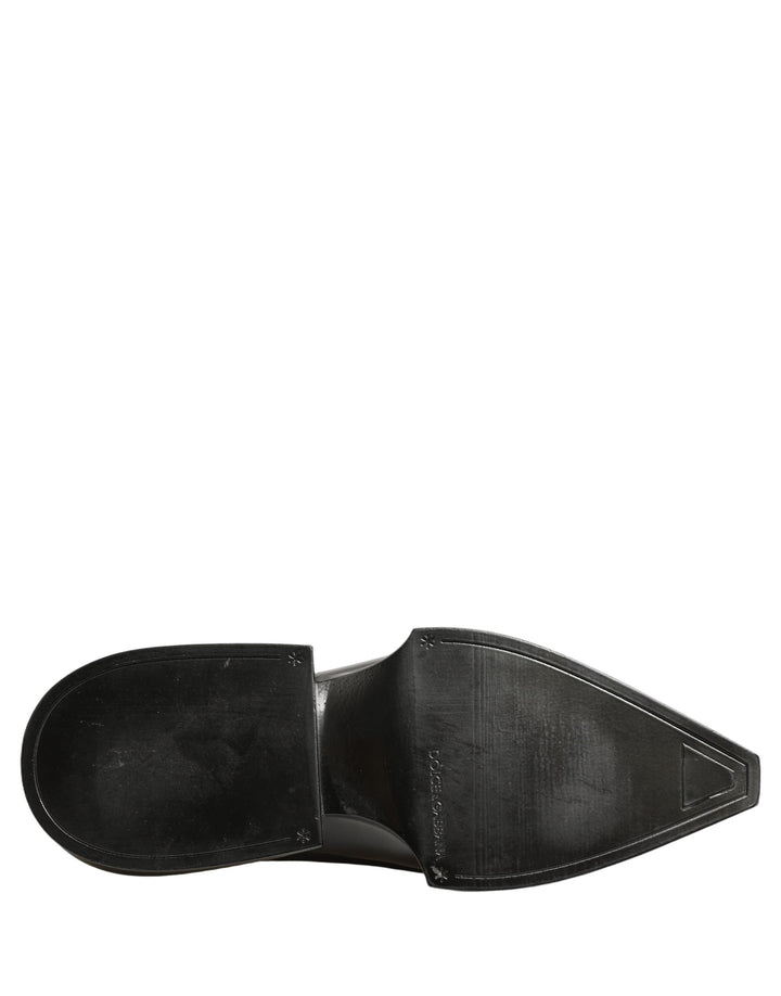 Dolce &amp; Gabbana Dress Shiny Black Slip On Plastic Dress Shoes