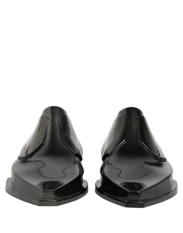 Dolce &amp; Gabbana Dress Shiny Black Slip On Plastic Dress Shoes