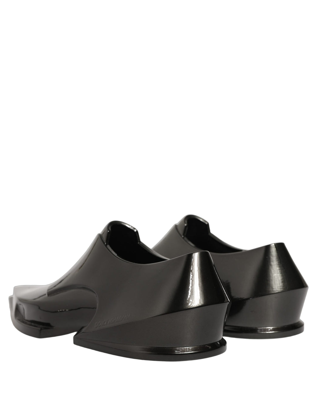 Dolce &amp; Gabbana Dress Shiny Black Slip On Plastic Dress Shoes