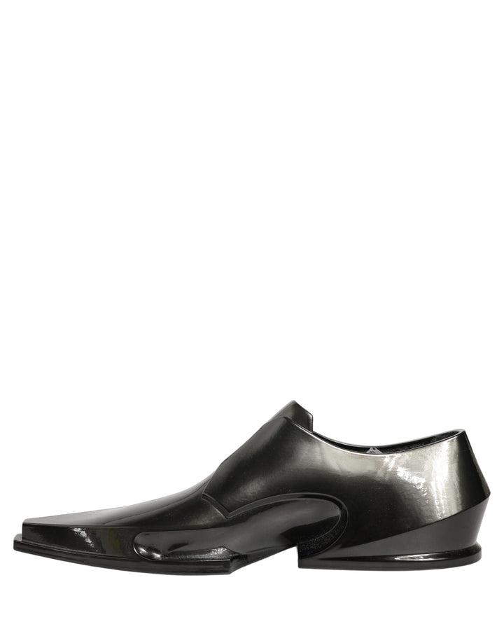Dolce &amp; Gabbana Dress Shiny Black Slip On Plastic Dress Shoes