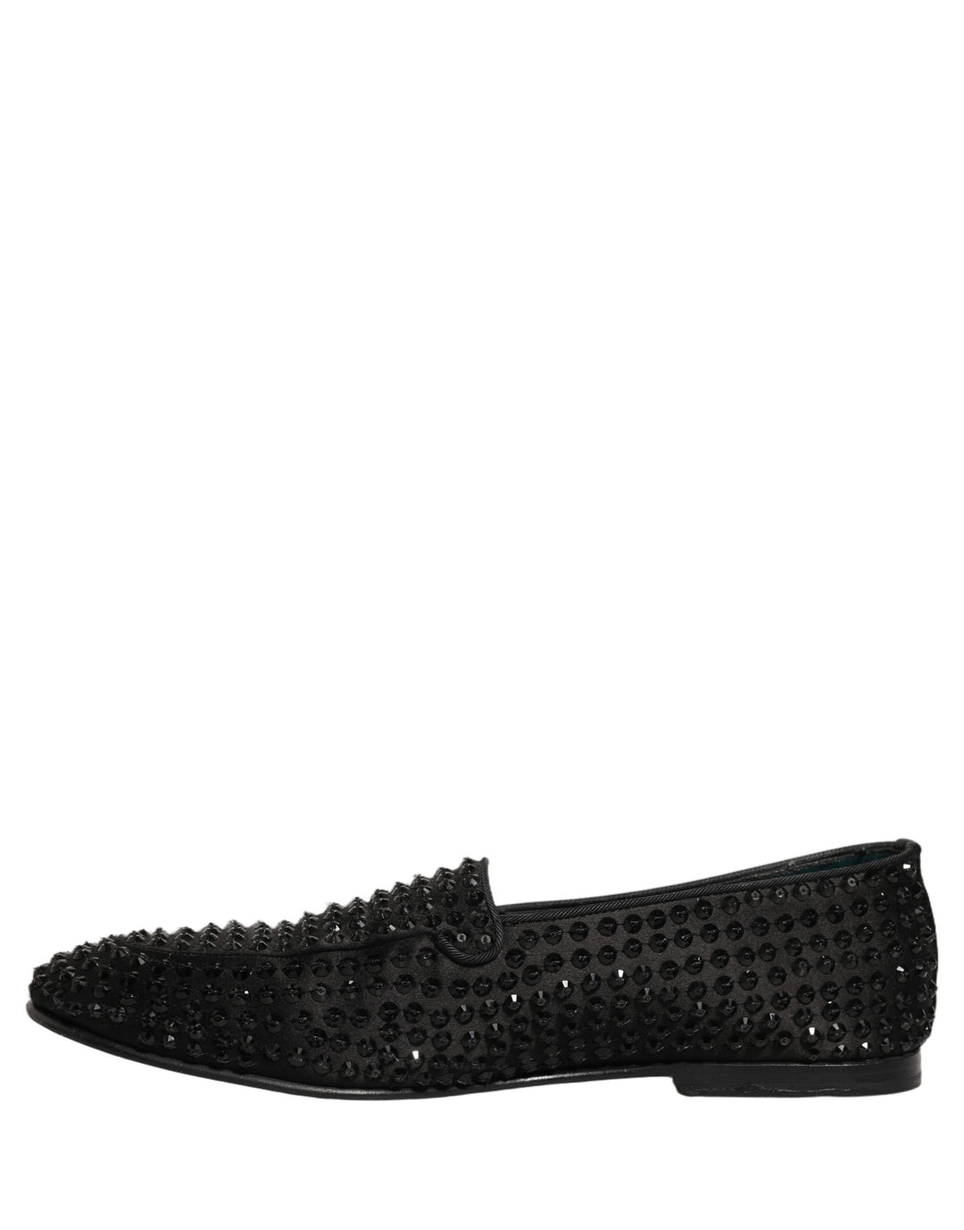 Dolce &amp; Gabbana Black Rhinestone Embellished Loafers Shoes
