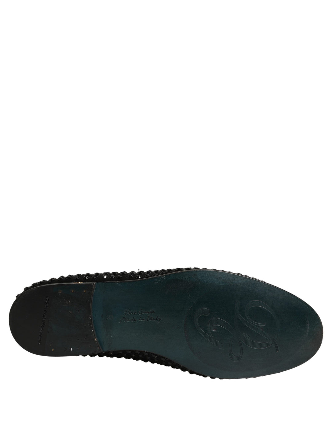 Dolce &amp; Gabbana Black Rhinestone Embellished Loafers Shoes