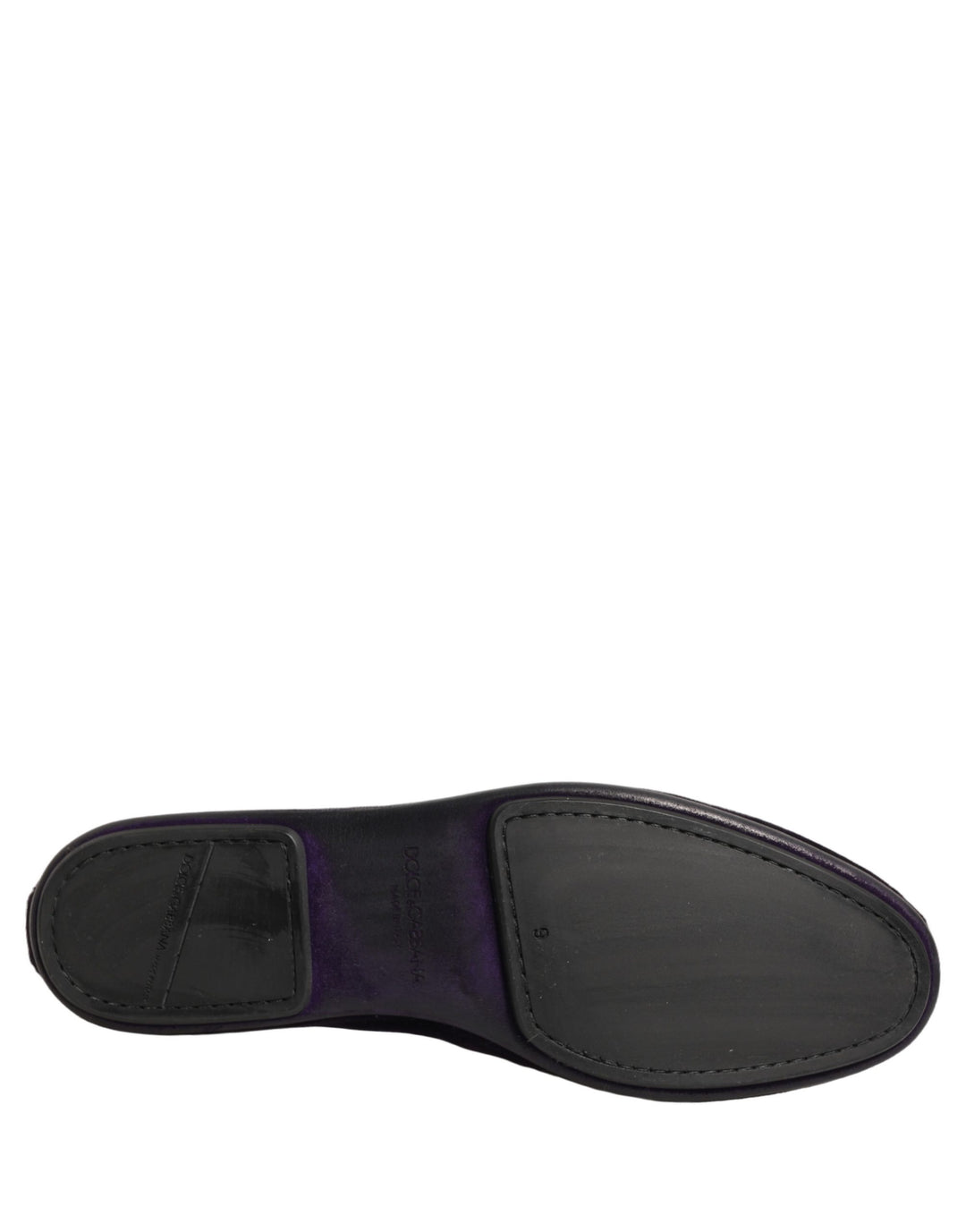 Dolce &amp; Gabbana Purple Velvet Crown Embroidery Loafers Shoes
