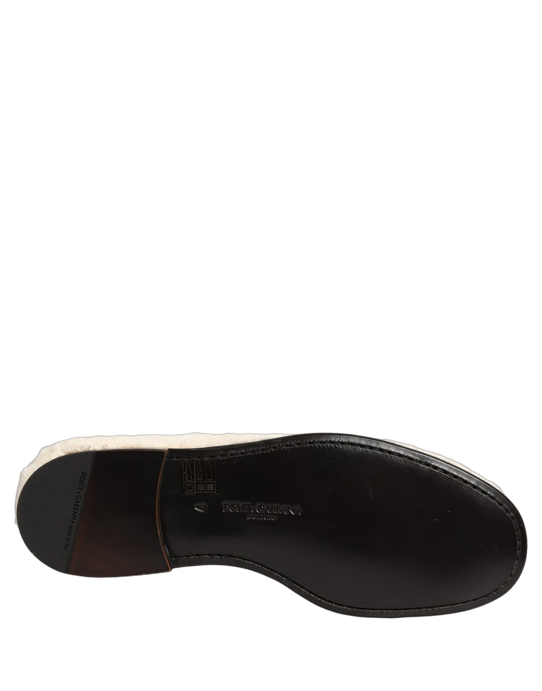 Dolce &amp; Gabbana White Fur Shearling Men Dress Loafers Shoes