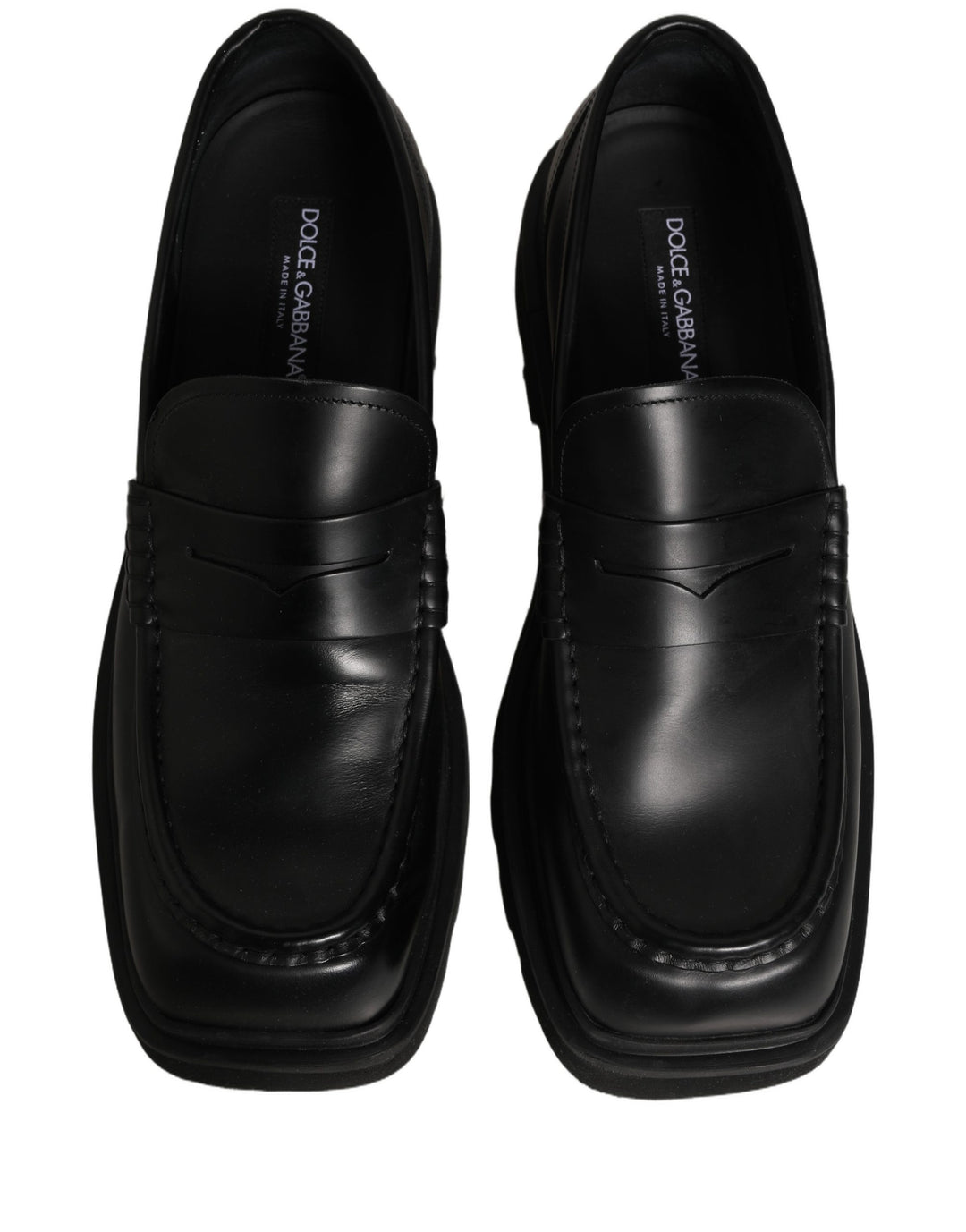 Dolce &amp; Gabbana Black Calfskin Leather Men Dress Loafer Shoes