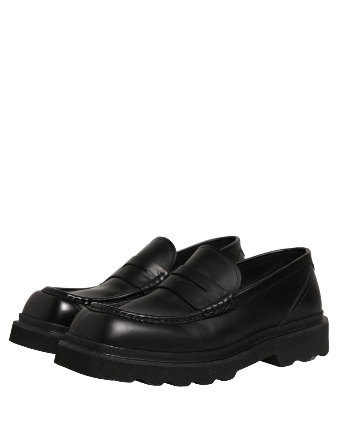 Dolce &amp; Gabbana Black Calfskin Leather Men Dress Loafer Shoes