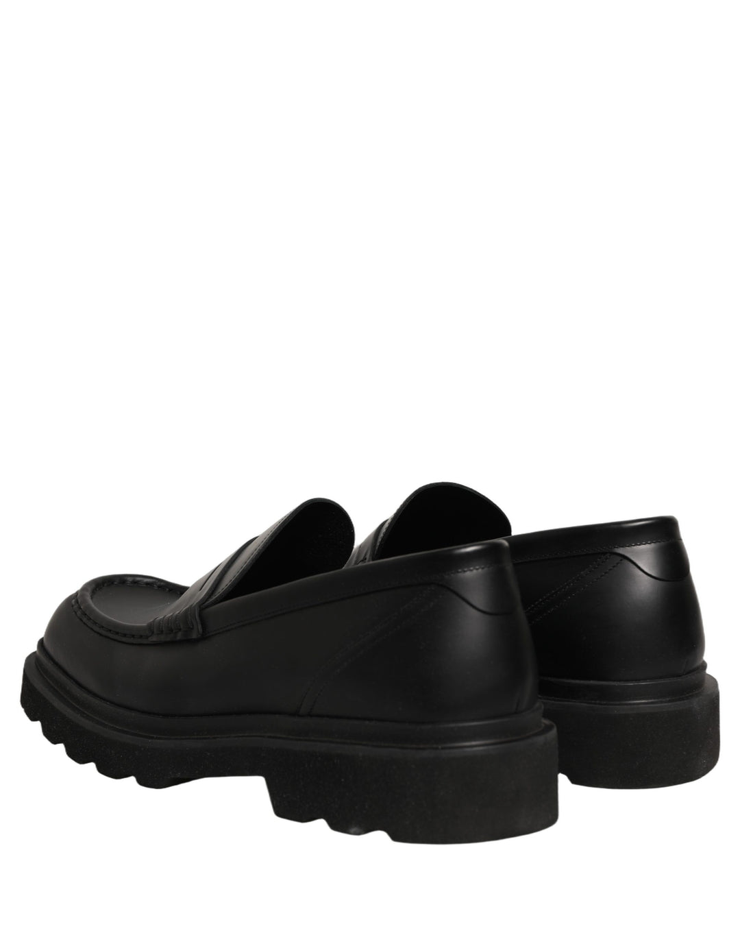 Dolce &amp; Gabbana Black Calfskin Leather Men Dress Loafer Shoes
