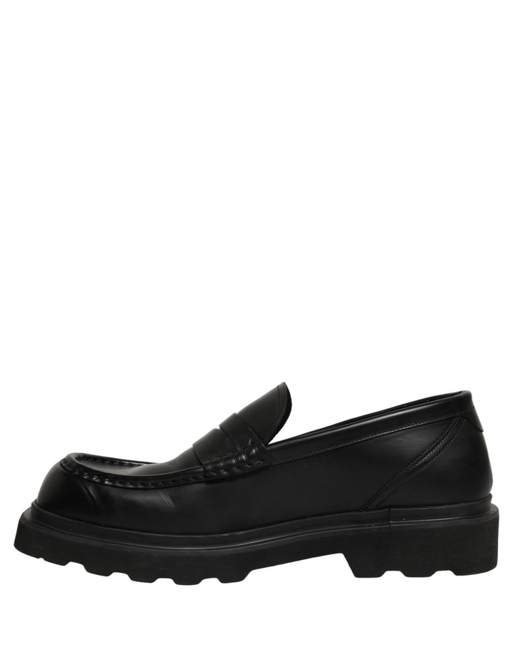Dolce &amp; Gabbana Black Calfskin Leather Men Dress Loafer Shoes