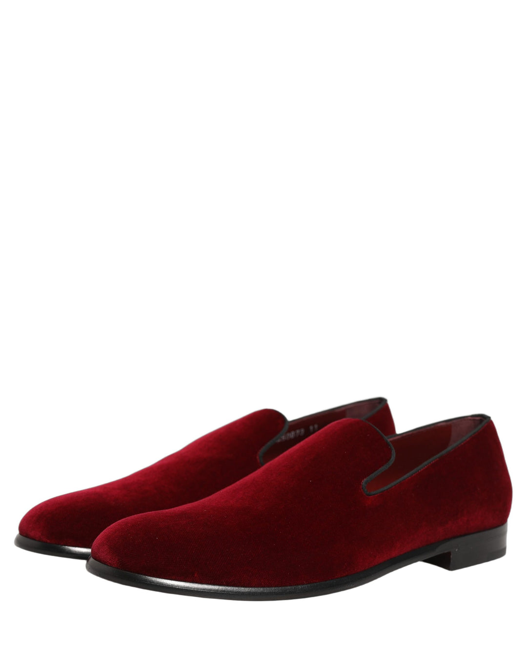 Dolce &amp; Gabbana Maroon Velvet Slip On Men Dress Loafers Shoes