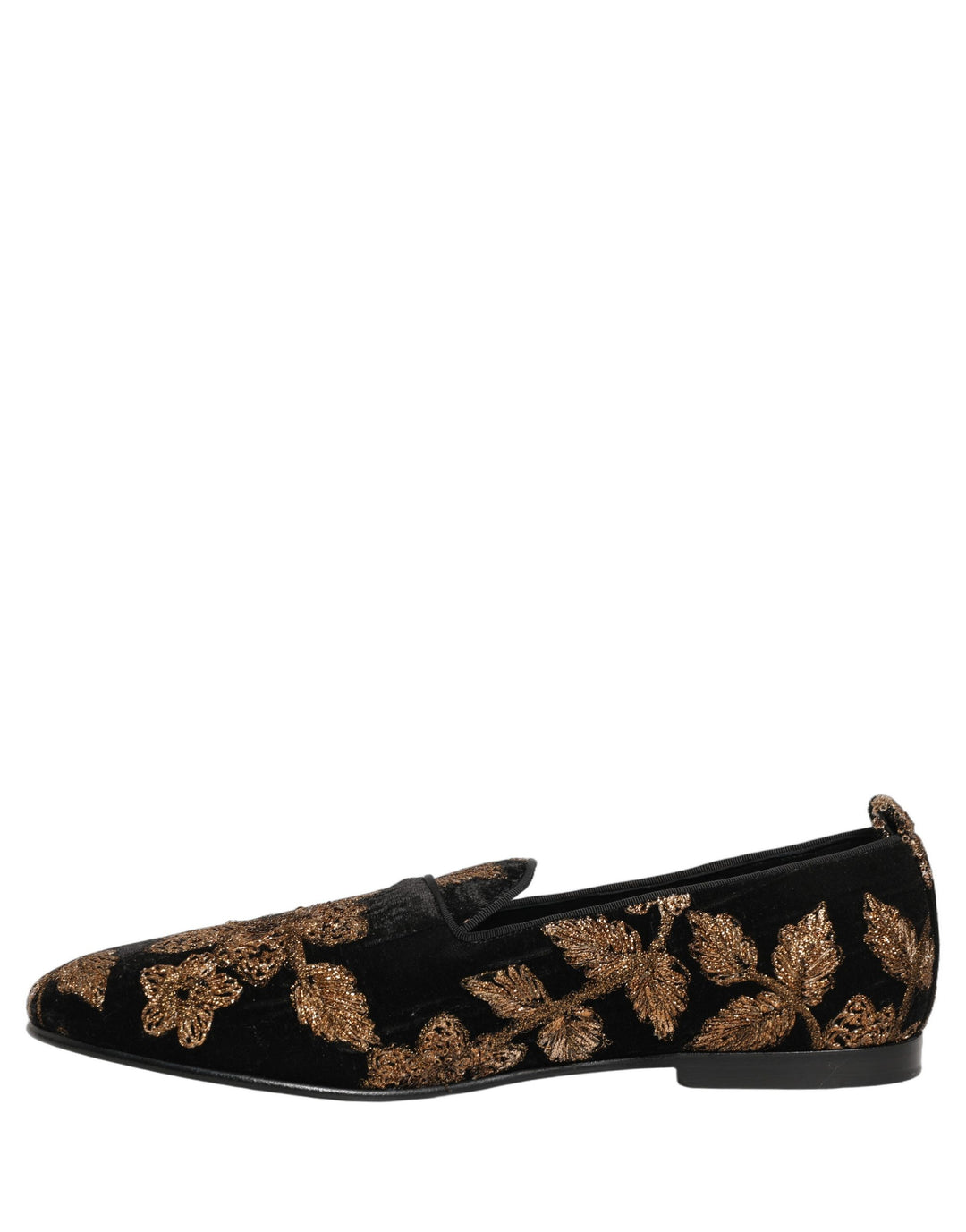 Dolce &amp; Gabbana Black Floral Jacquard Dress Loafers Shoes