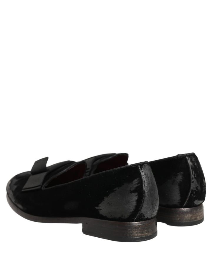Dolce &amp; Gabbana Black Velvet Loafers Formal Men Dress Shoes