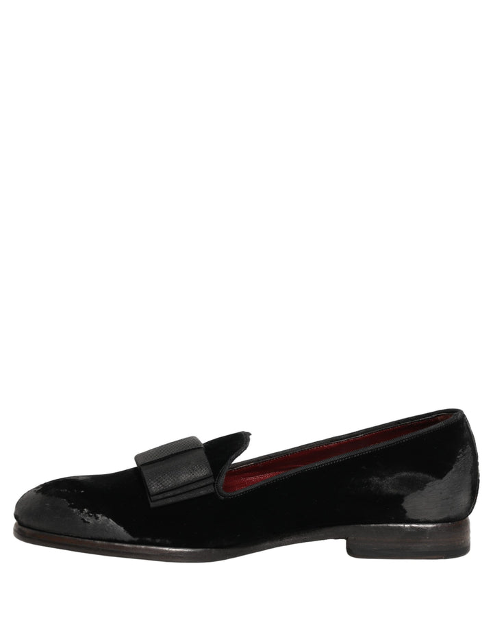 Dolce &amp; Gabbana Black Velvet Loafers Formal Men Dress Shoes