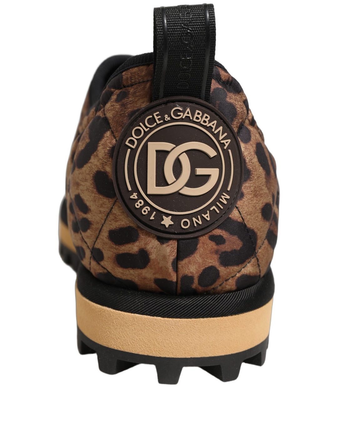 Dolce &amp; Gabbana Brown Leopard Print Quilted Men Sneakers Shoes