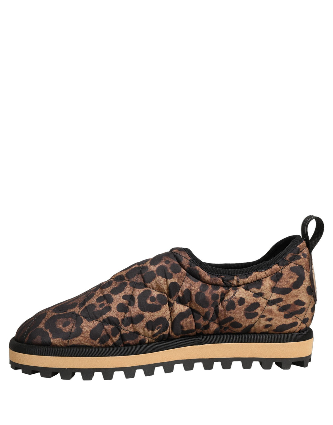 Dolce &amp; Gabbana Brown Leopard Print Quilted Men Sneakers Shoes
