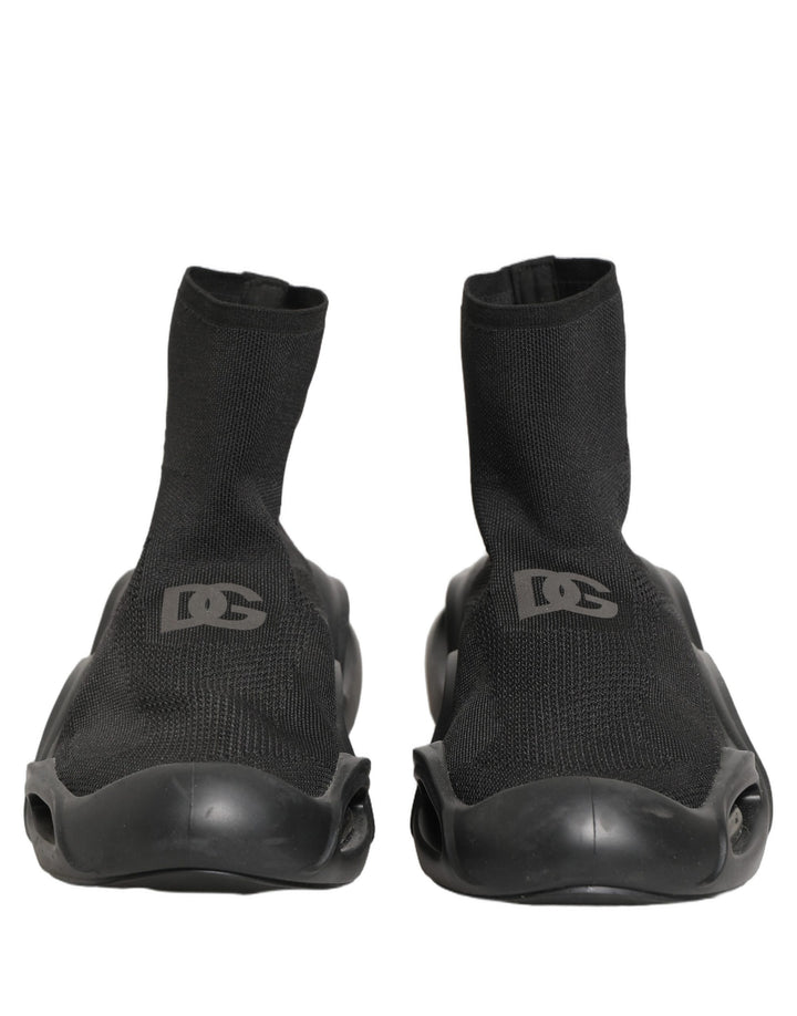 Dolce &amp; Gabbana Black Slip On Wave Socks Men Sneakers Shoes