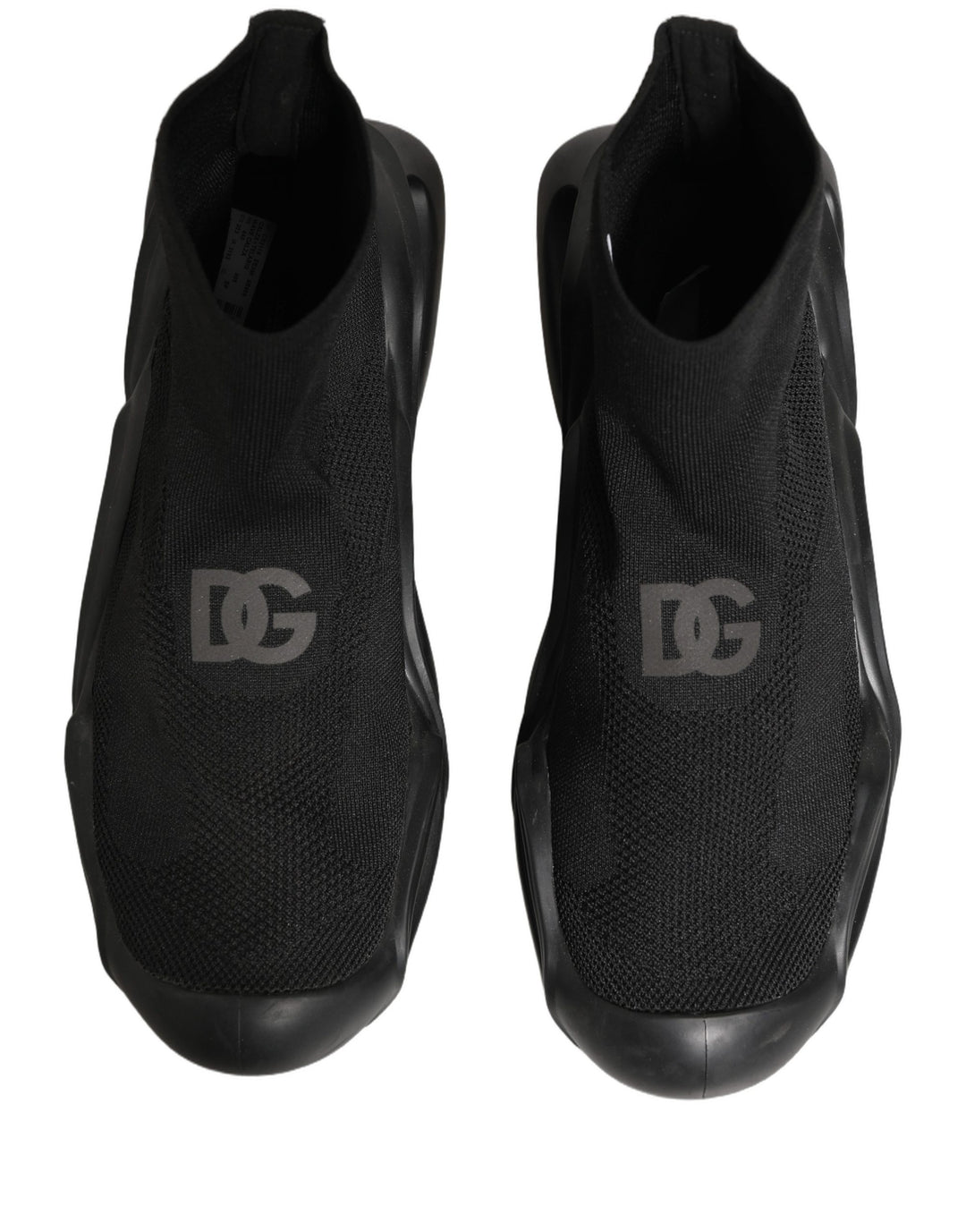 Dolce &amp; Gabbana Black Slip On Wave Socks Men Sneakers Shoes