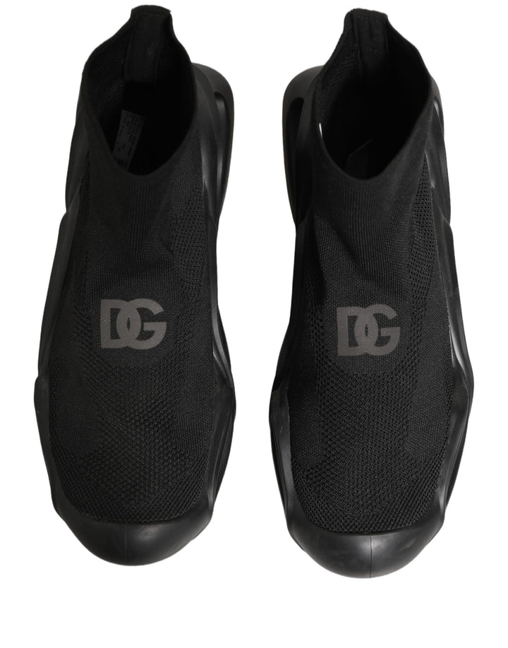 Dolce &amp; Gabbana Black Slip On Wave Socks Men Sneakers Shoes