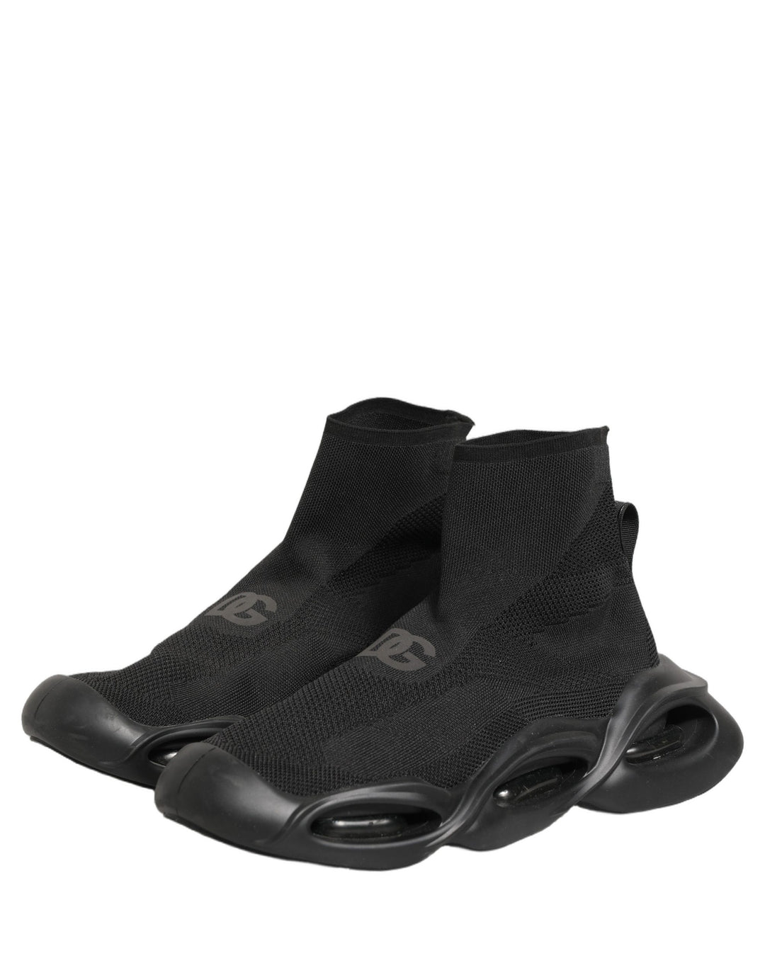 Dolce &amp; Gabbana Black Slip On Wave Socks Men Sneakers Shoes