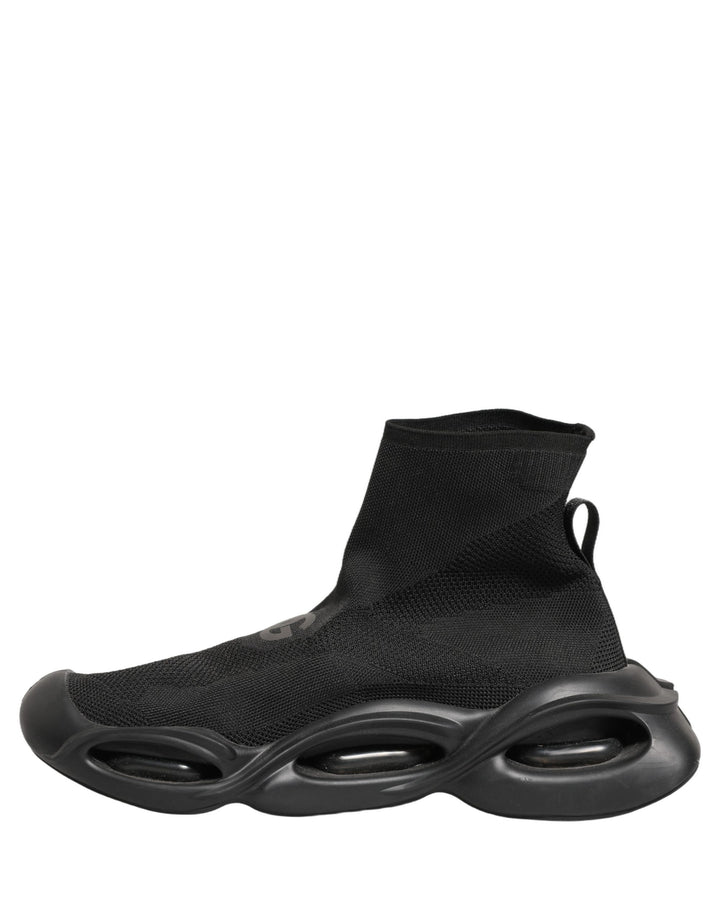 Dolce &amp; Gabbana Black Slip On Wave Socks Men Sneakers Shoes