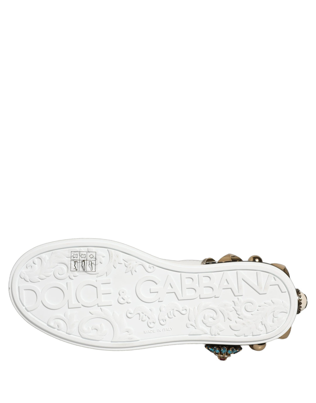 Dolce &amp; Gabbana White Gold Studded Portofino Sneakers Shoes