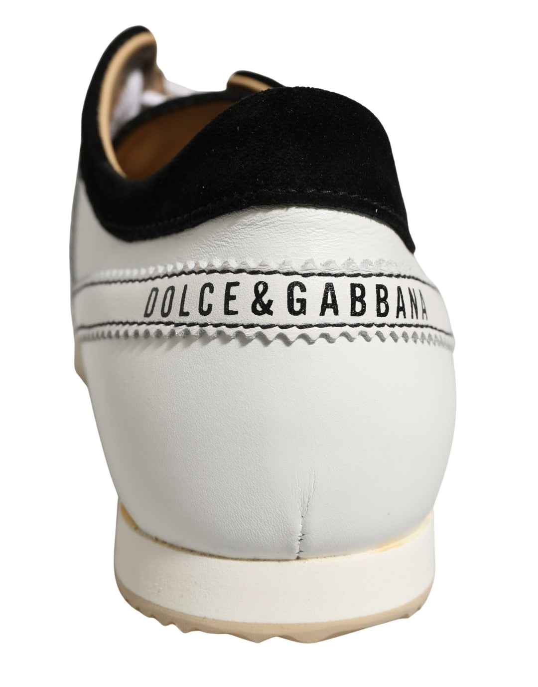 Dolce &amp; Gabbana Black White Leather Suede Low Top Sneakers Shoes