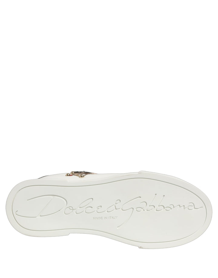 Dolce &amp; Gabbana White Patch Calfskin Nappa Portofino Sneakers Shoes