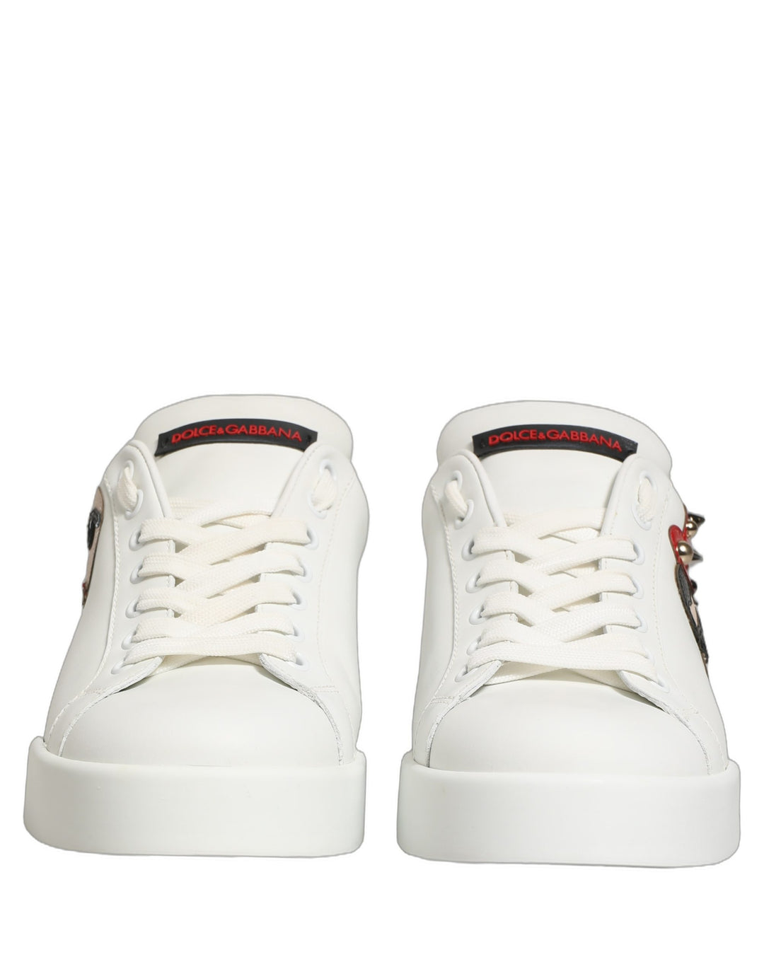 Dolce &amp; Gabbana White Patch Calfskin Nappa Portofino Sneakers Shoes