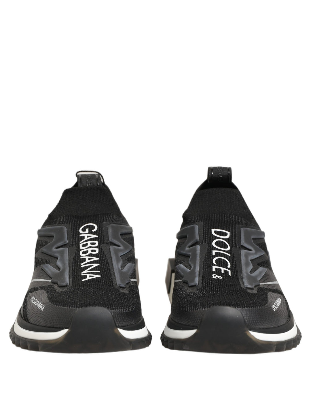 Dolce &amp; Gabbana Black White Sorrento Slip-On Logo Sneakers Shoes