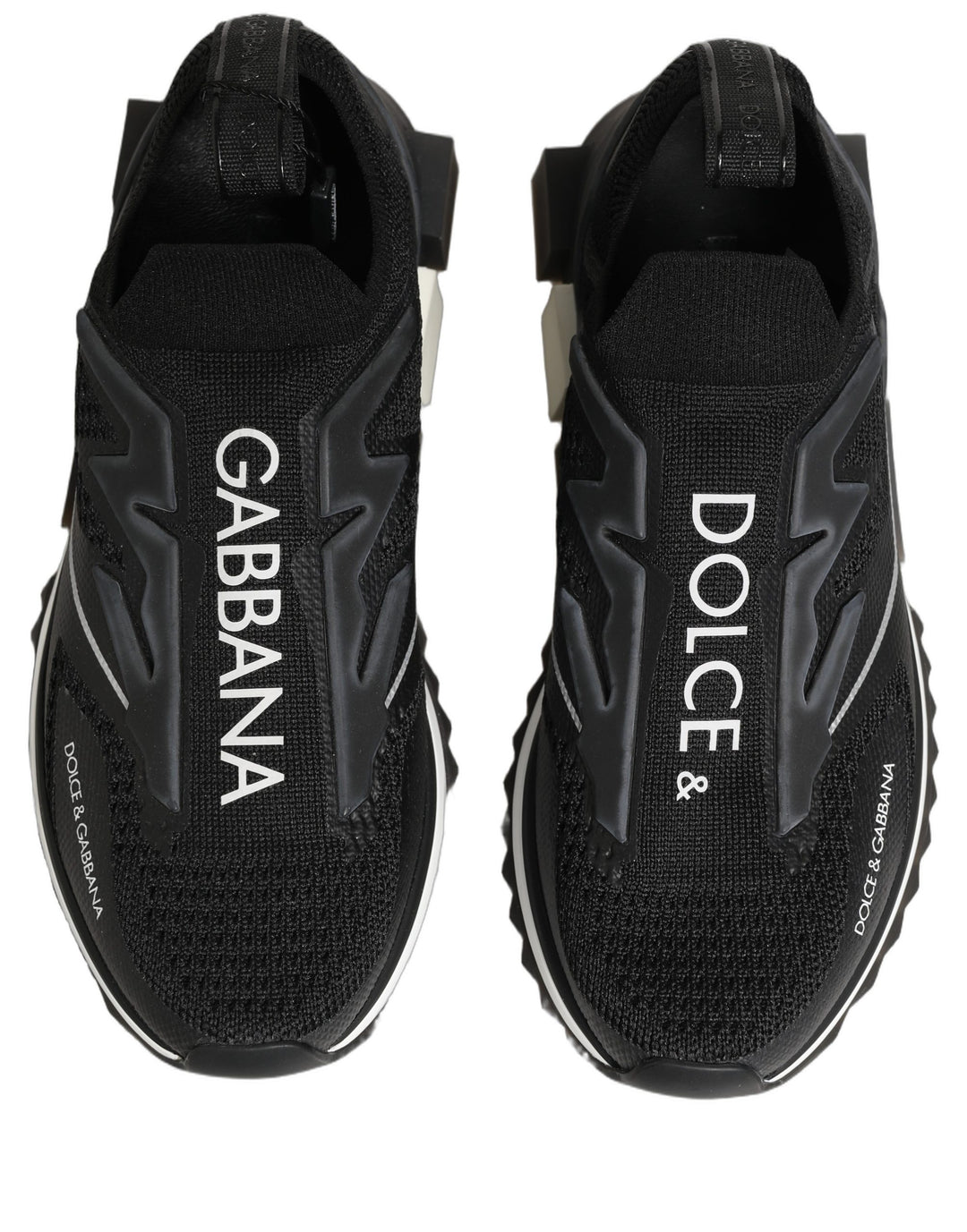 Dolce &amp; Gabbana Black White Sorrento Slip-On Logo Sneakers Shoes