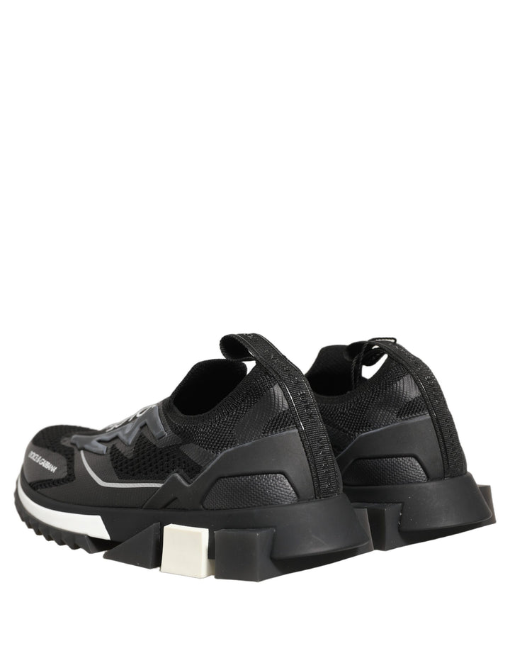 Dolce &amp; Gabbana Black White Sorrento Slip-On Logo Sneakers Shoes