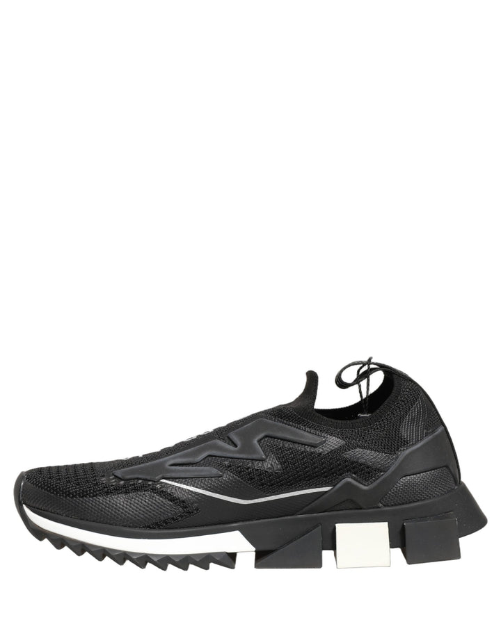 Dolce &amp; Gabbana Black White Sorrento Slip-On Logo Sneakers Shoes