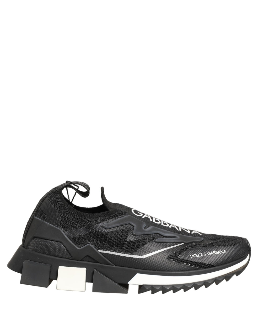 Dolce &amp; Gabbana Black White Sorrento Slip-On Logo Sneakers Shoes