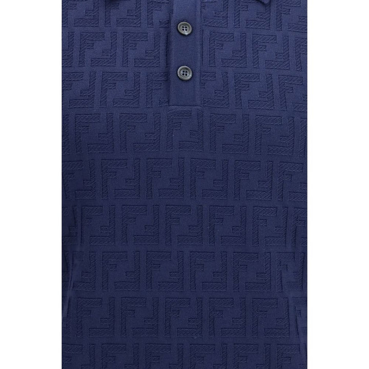 Fendi Blue Cotton Polo Shirt