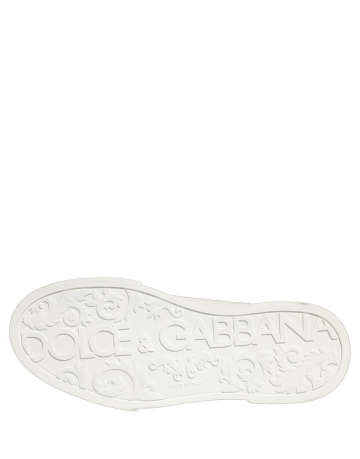 Dolce &amp; Gabbana White Leather DG Logo Low Top Sneakers Shoes