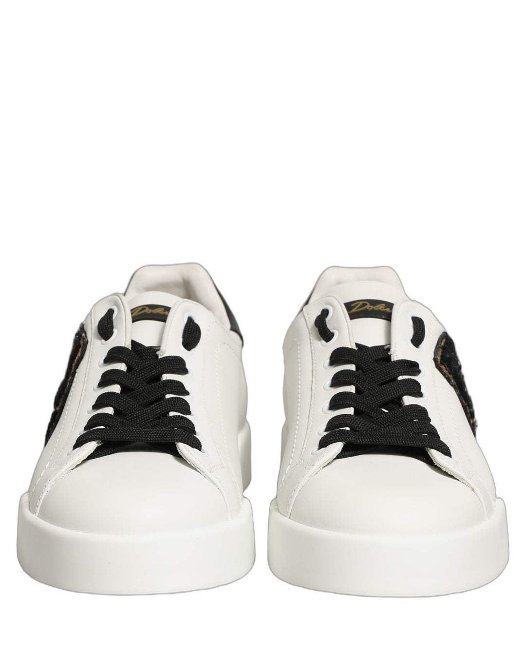 Dolce &amp; Gabbana White Leather DG Logo Low Top Sneakers Shoes
