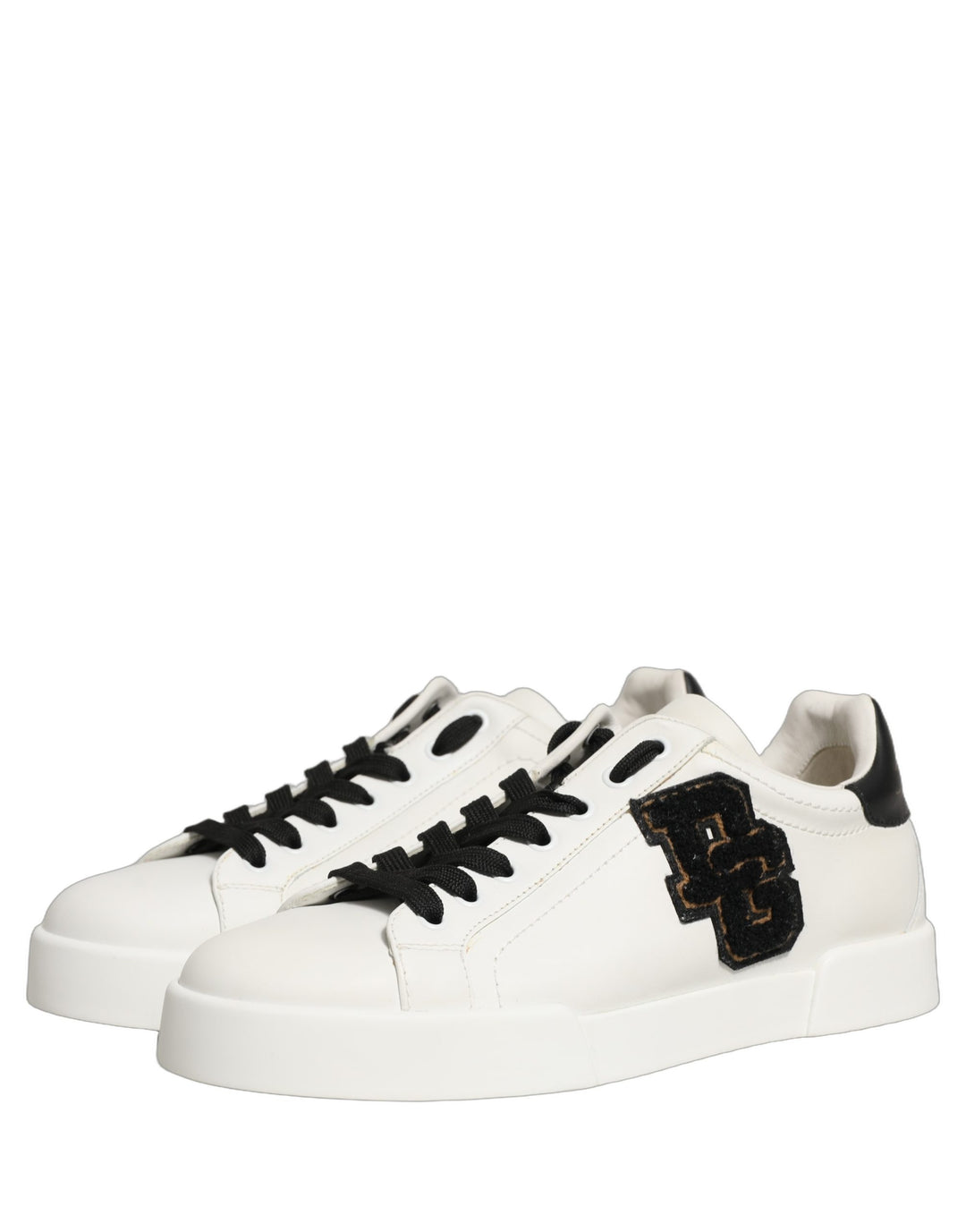 Dolce &amp; Gabbana White Leather DG Logo Low Top Sneakers Shoes