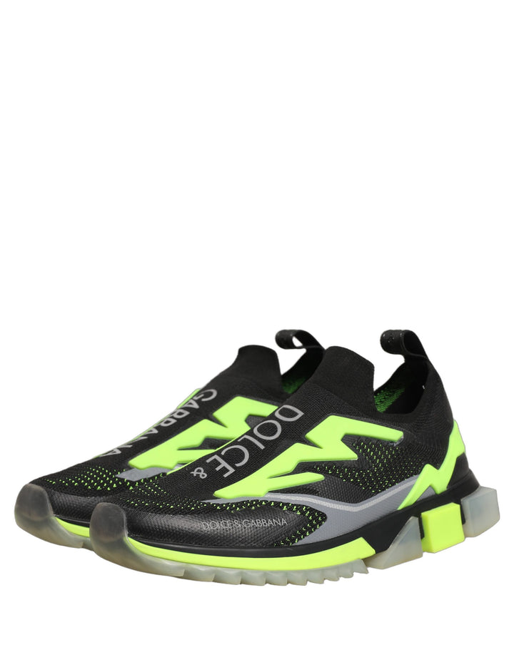 Dolce &amp; Gabbana Black Green Sorrento Low Top Sneakers Shoes
