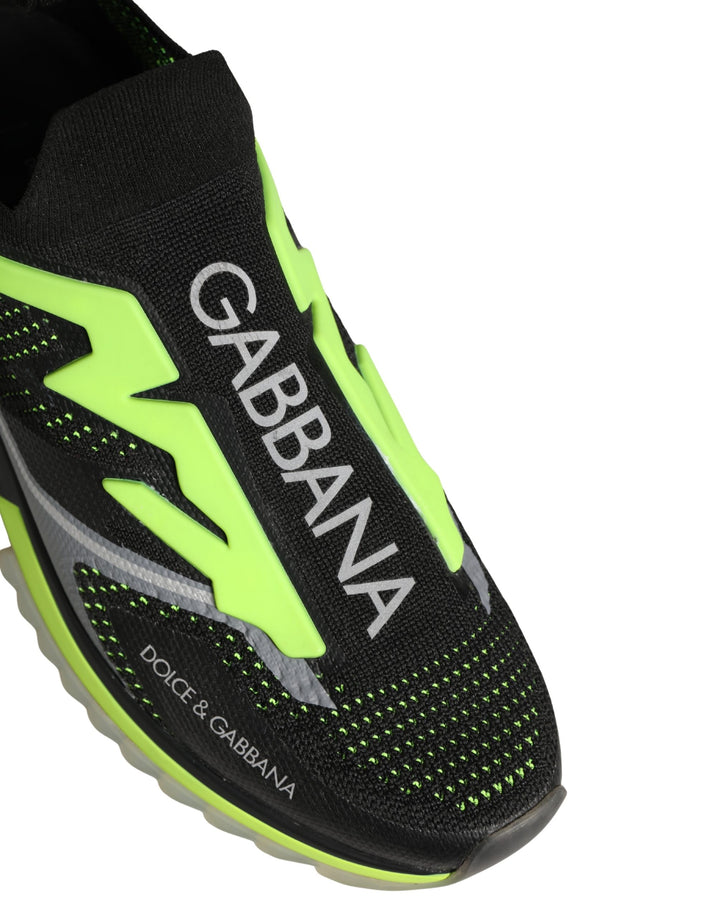 Dolce &amp; Gabbana Black Green Sorrento Low Top Sneakers Shoes