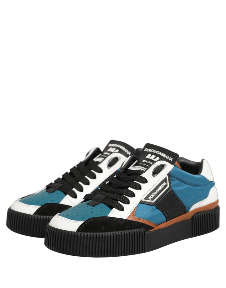 Dolce &amp; Gabbana Multicolor Leather MIAMI Low Top Men Sneakers Shoes