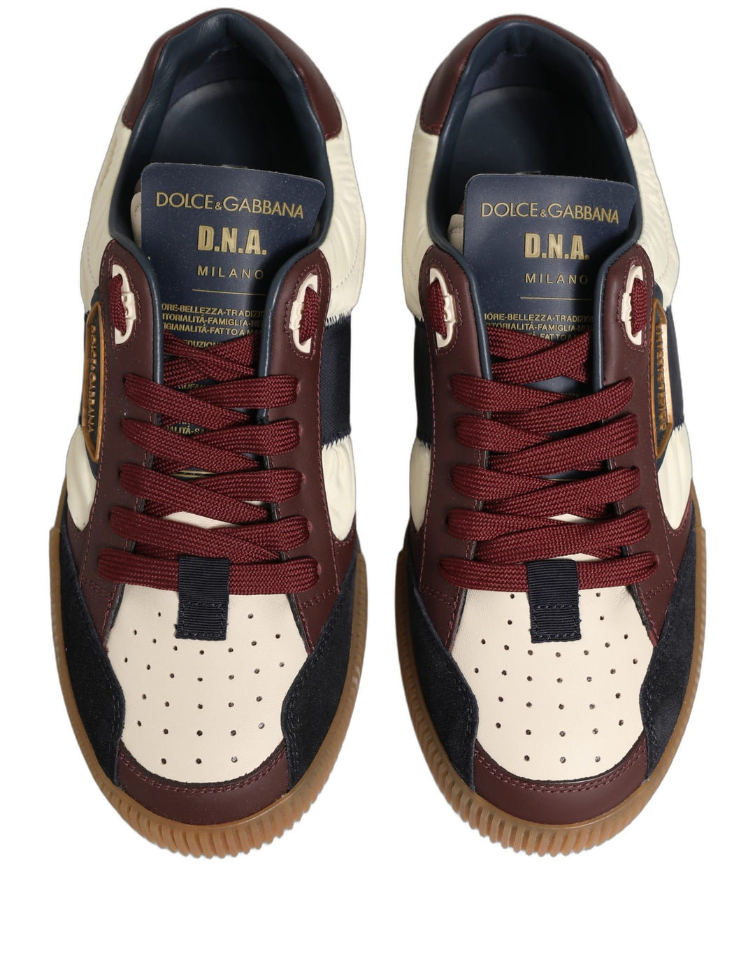 Dolce &amp; Gabbana Multicolor Leather MIAMI Low Top Men Sneakers Shoes