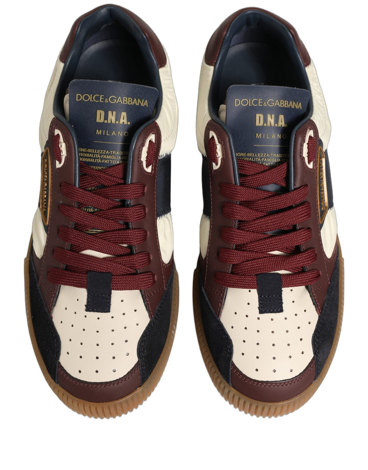 Dolce &amp; Gabbana Multicolor Leather MIAMI Low Top Men Sneakers Shoes
