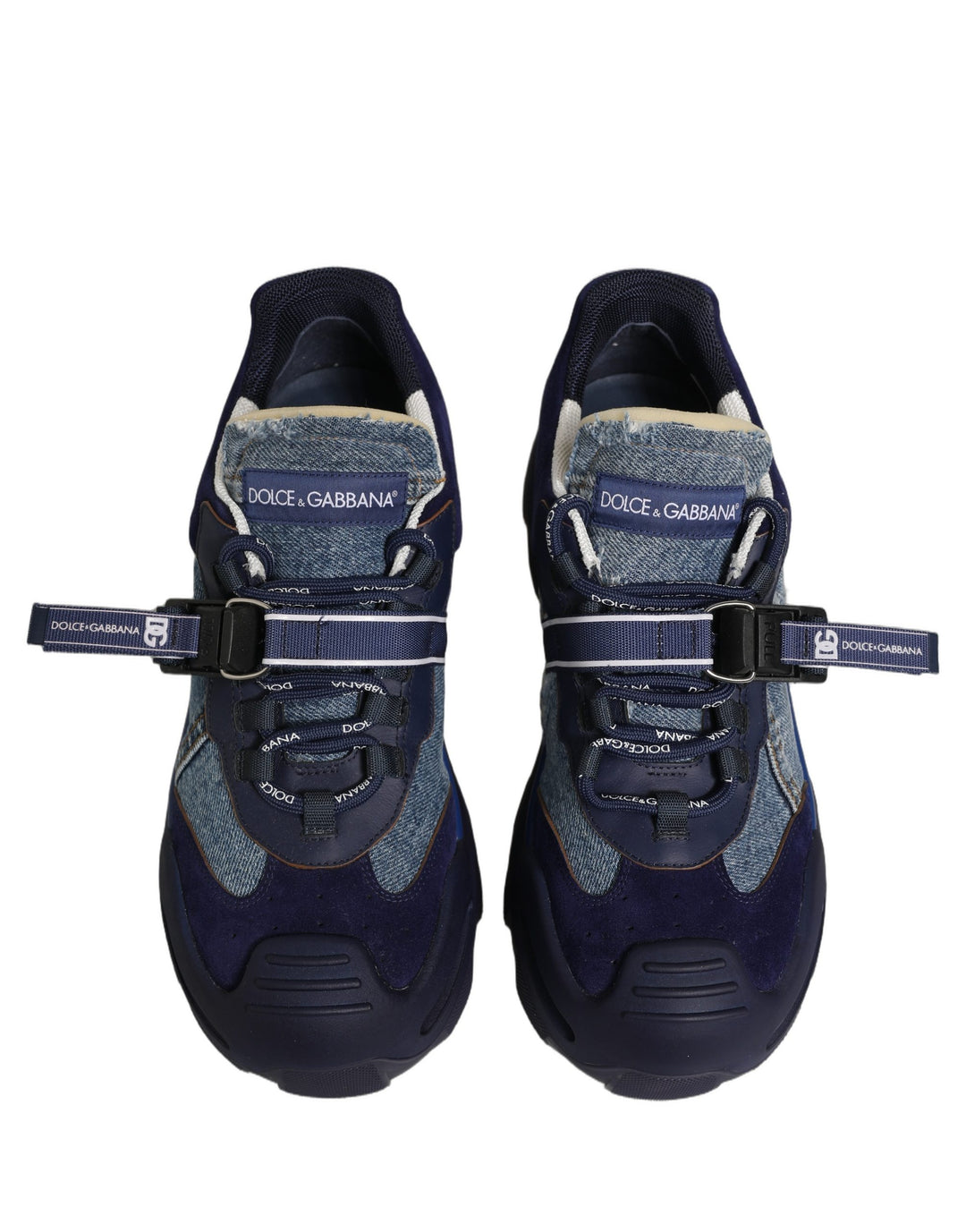 Dolce &amp; Gabbana Blue Airmaster Panelled Low Top Denim Sneakers Shoes