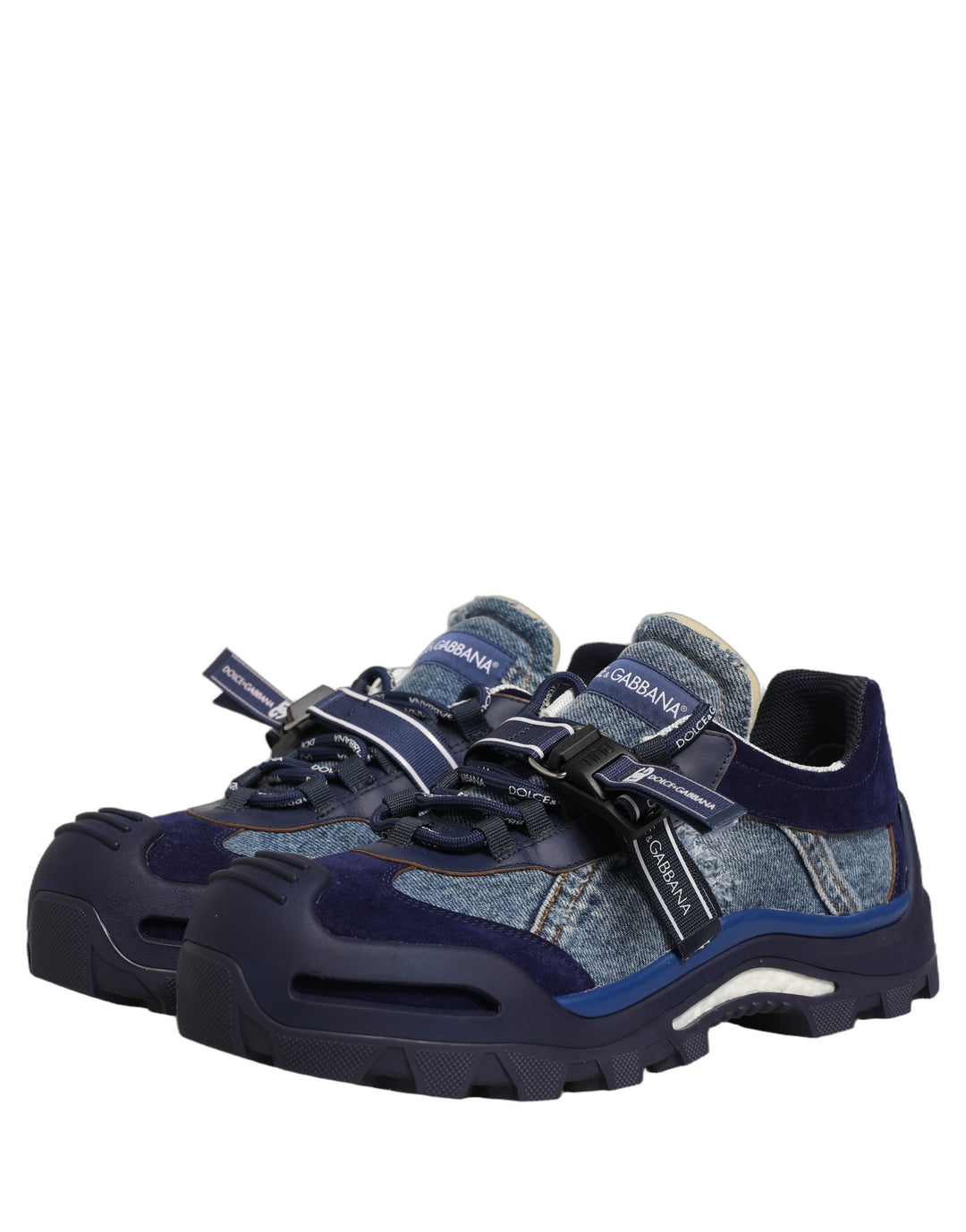Dolce &amp; Gabbana Blue Airmaster Panelled Low Top Denim Sneakers Shoes