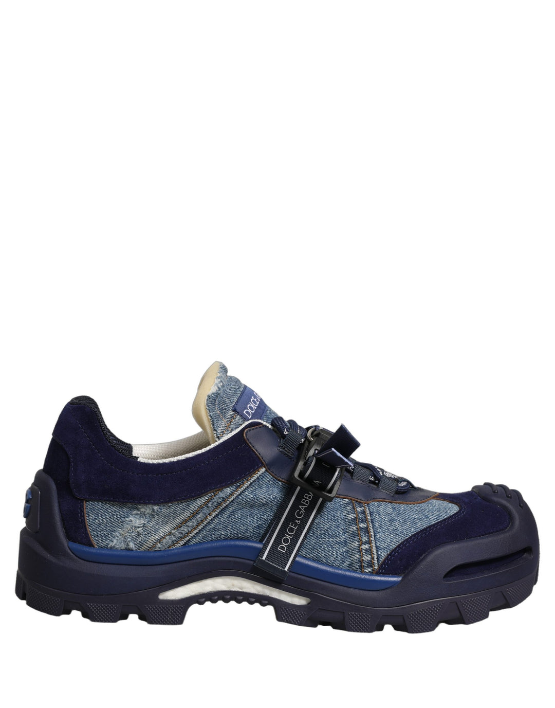 Dolce &amp; Gabbana Blue Airmaster Panelled Low Top Denim Sneakers Shoes