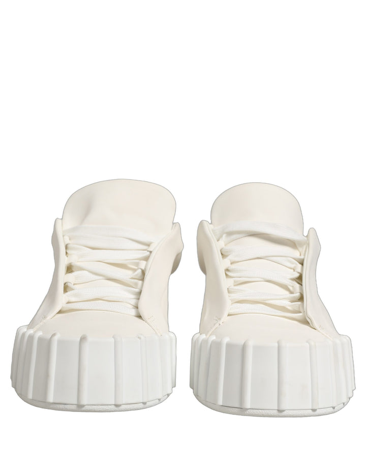 Dolce &amp; Gabbana White Leather Low Top Lace Up Sneakers Shoes