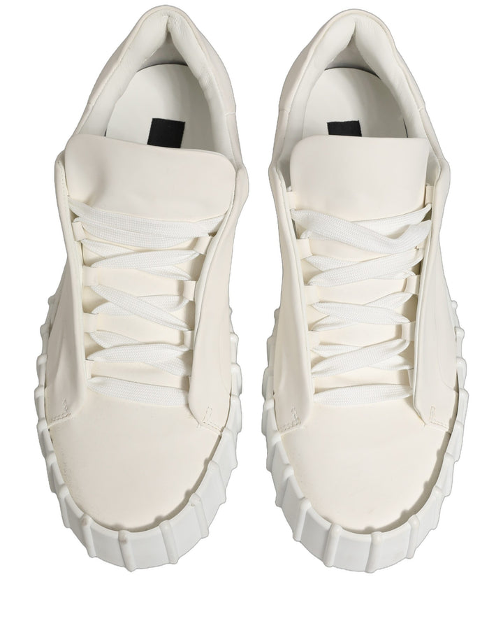 Dolce &amp; Gabbana White Leather Low Top Lace Up Sneakers Shoes