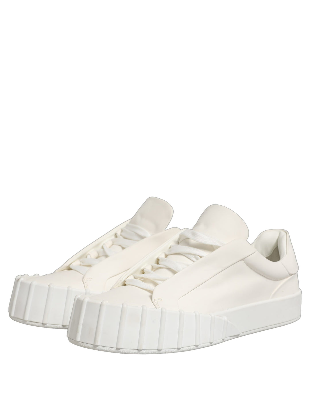 Dolce &amp; Gabbana White Leather Low Top Lace Up Sneakers Shoes