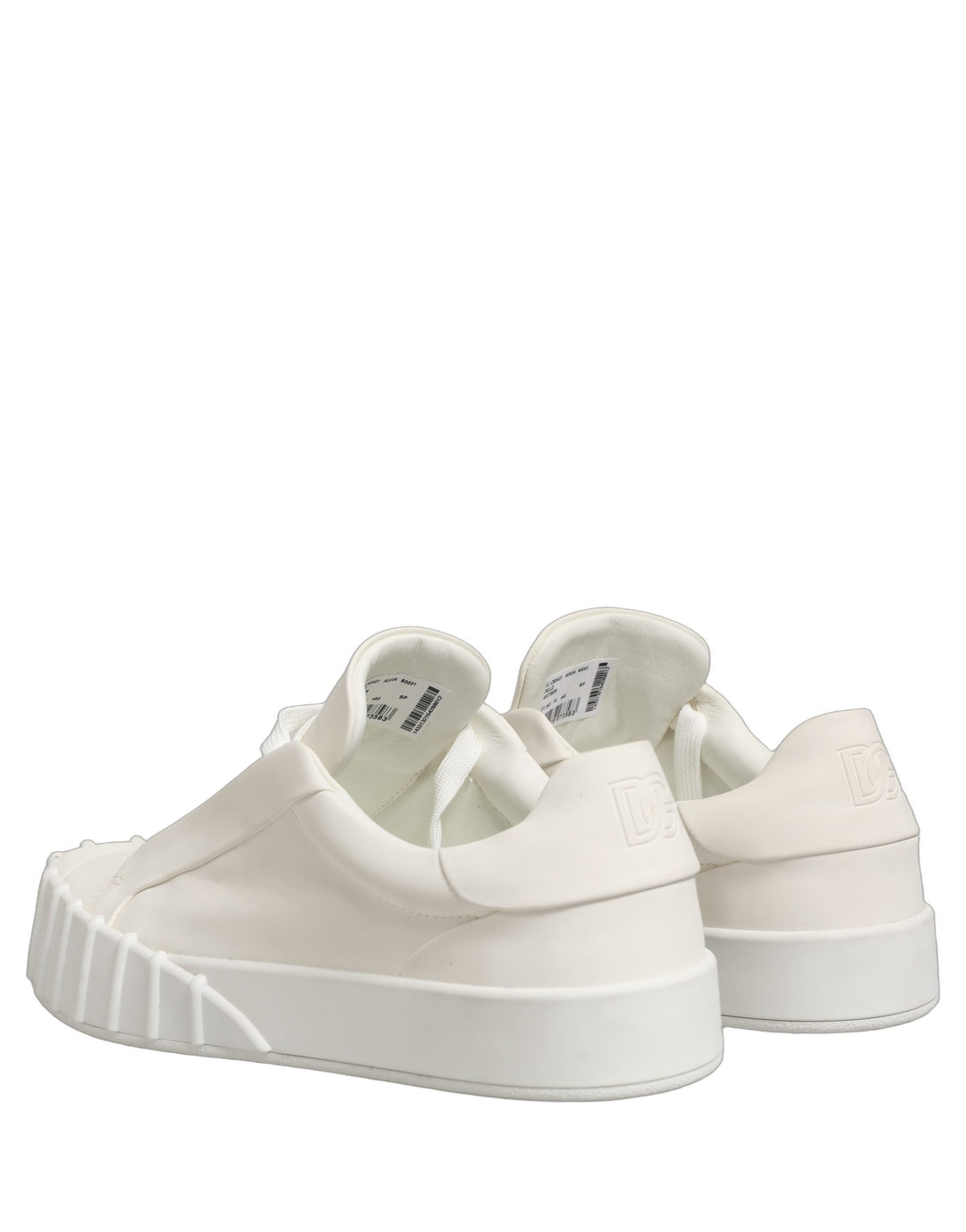 Dolce &amp; Gabbana White Leather Low Top Lace Up Sneakers Shoes