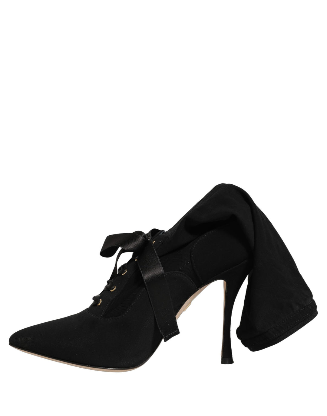 Dolce &amp; Gabbana Black Stiletto Heels Mid Calf Boots Shoes