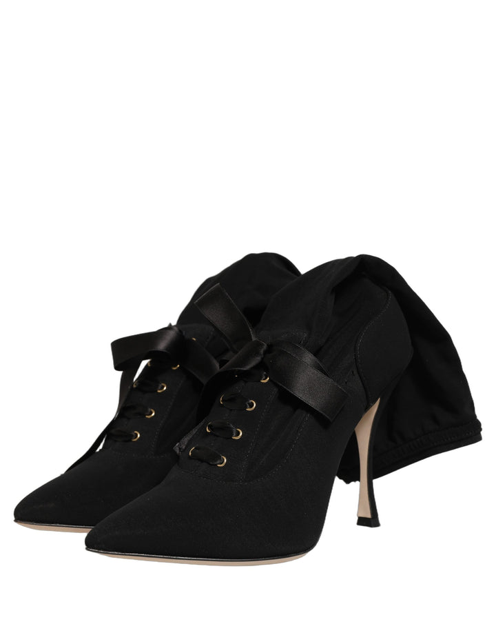 Dolce &amp; Gabbana Black Stiletto Heels Mid Calf Boots Shoes